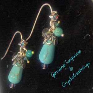Petite Turquoise W/Semi Precious Beads Earrings